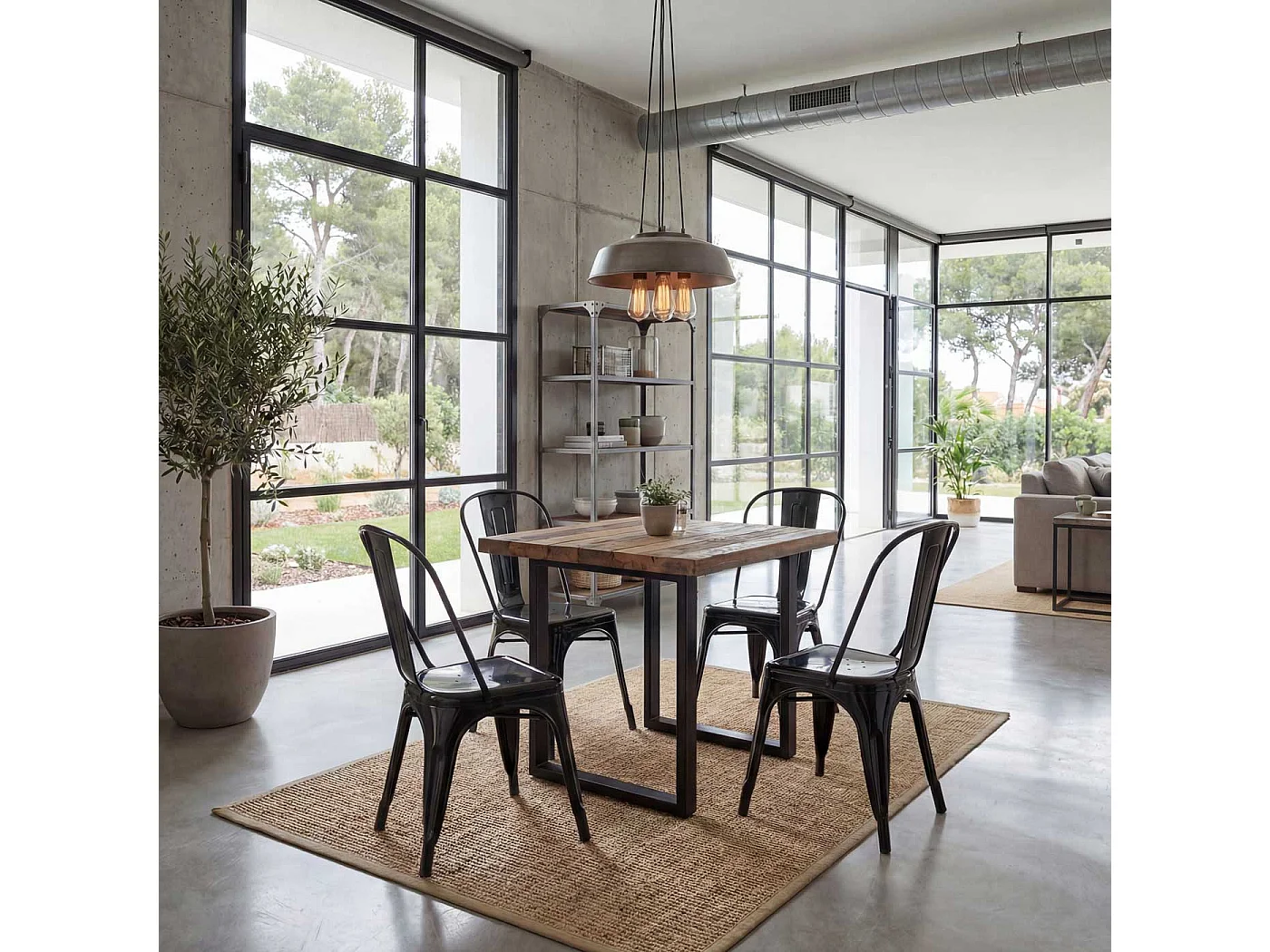 Krzesło MCW-A73 metalowe (zestaw 4 szt.),  czarne