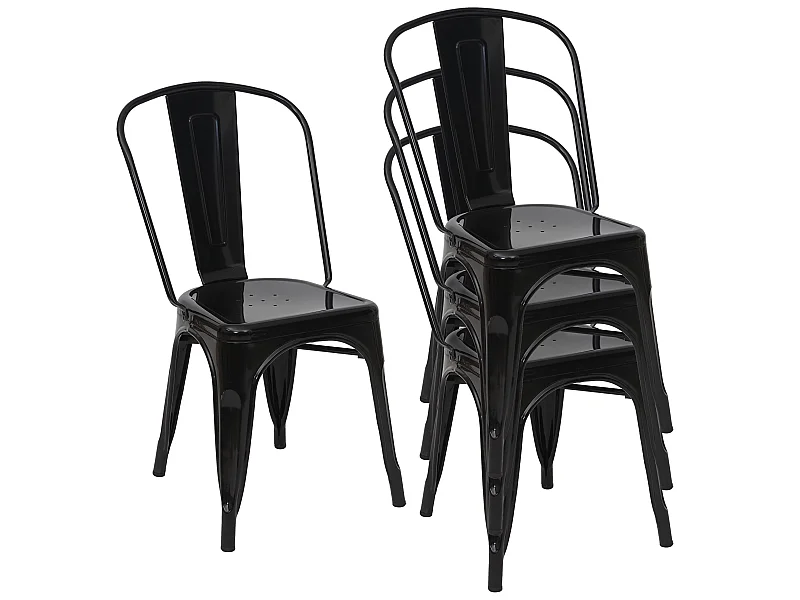 Stoel MCW-A73 metaal (set van 4),  zwart