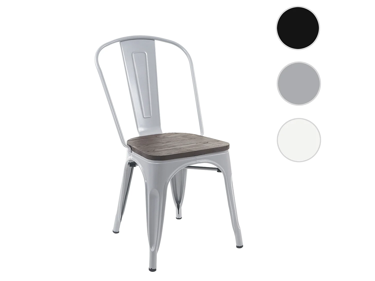 Chaise MCW-A73, assise en bois incluse,  gris