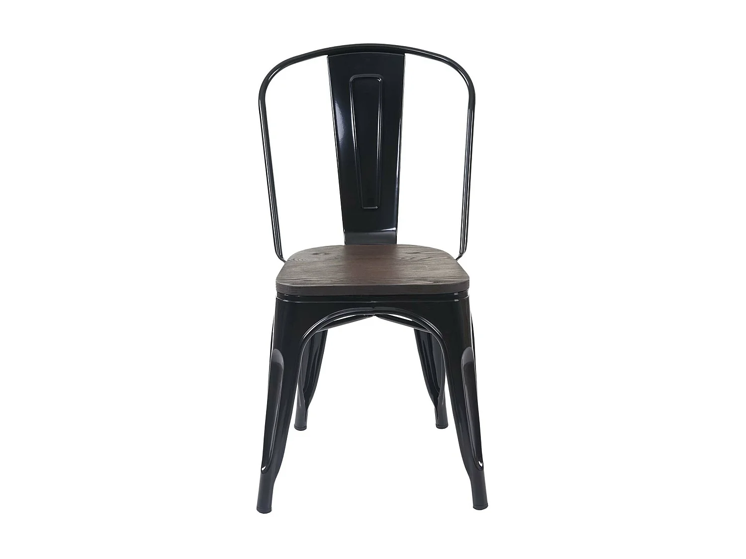 Cadeira MCW-A73 com assento de madeira,  preto