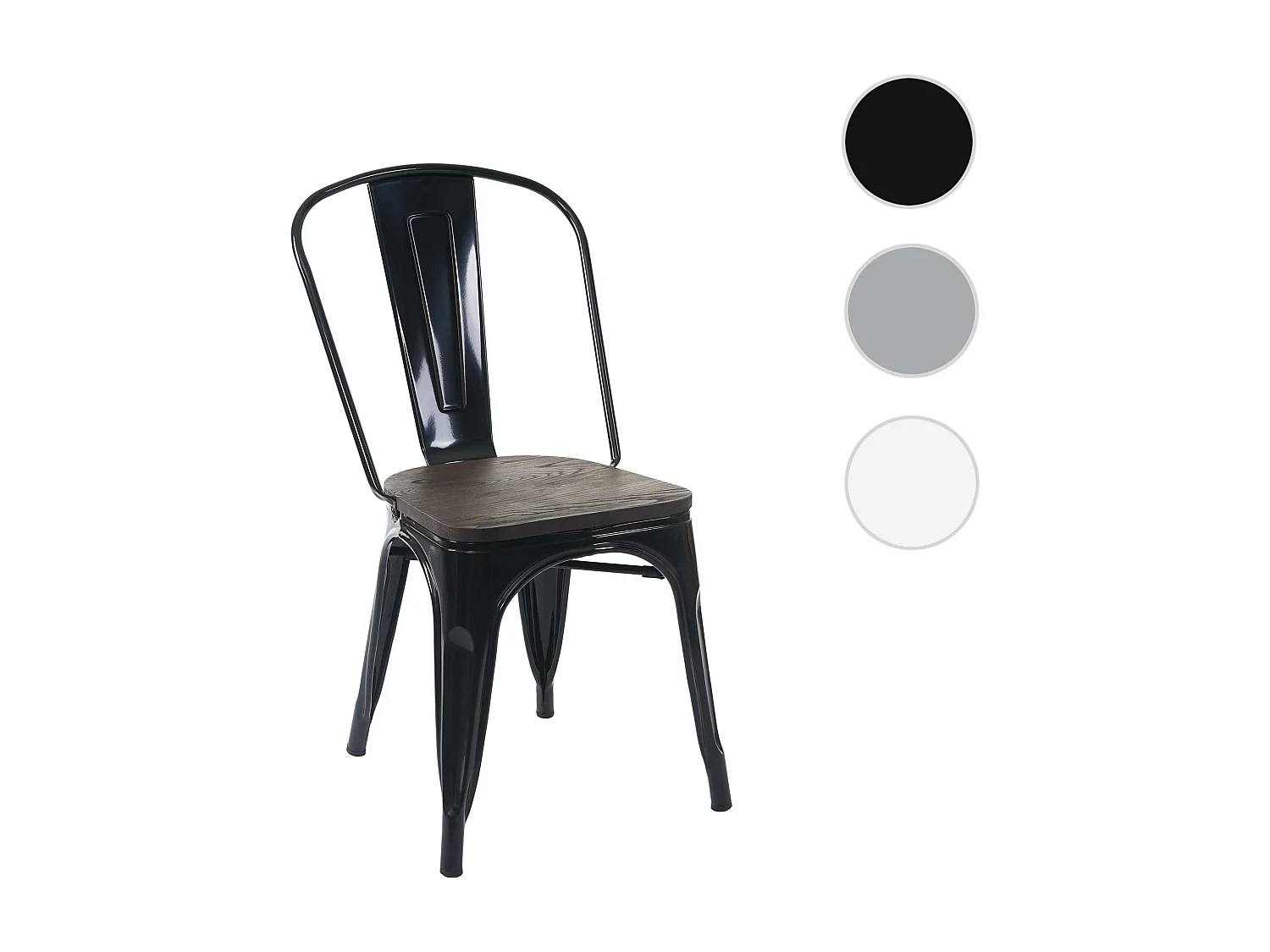 Cadeira MCW-A73 com assento de madeira,  preto