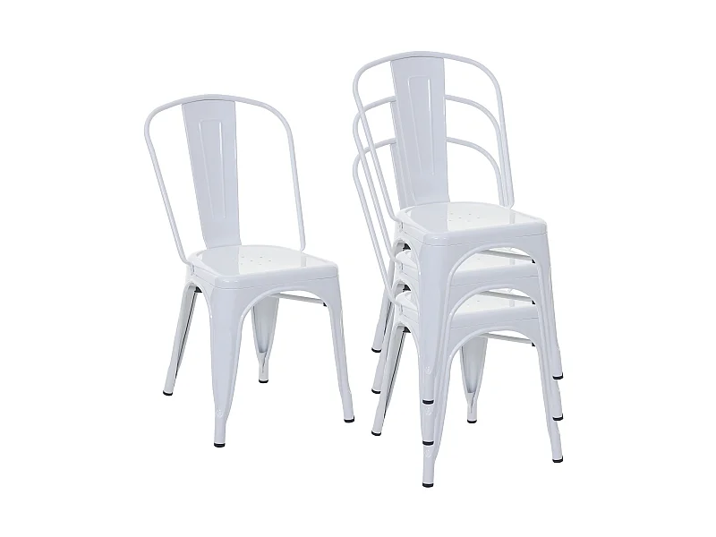 Silla de metal MCW-A73 (juego de 4),  blanco