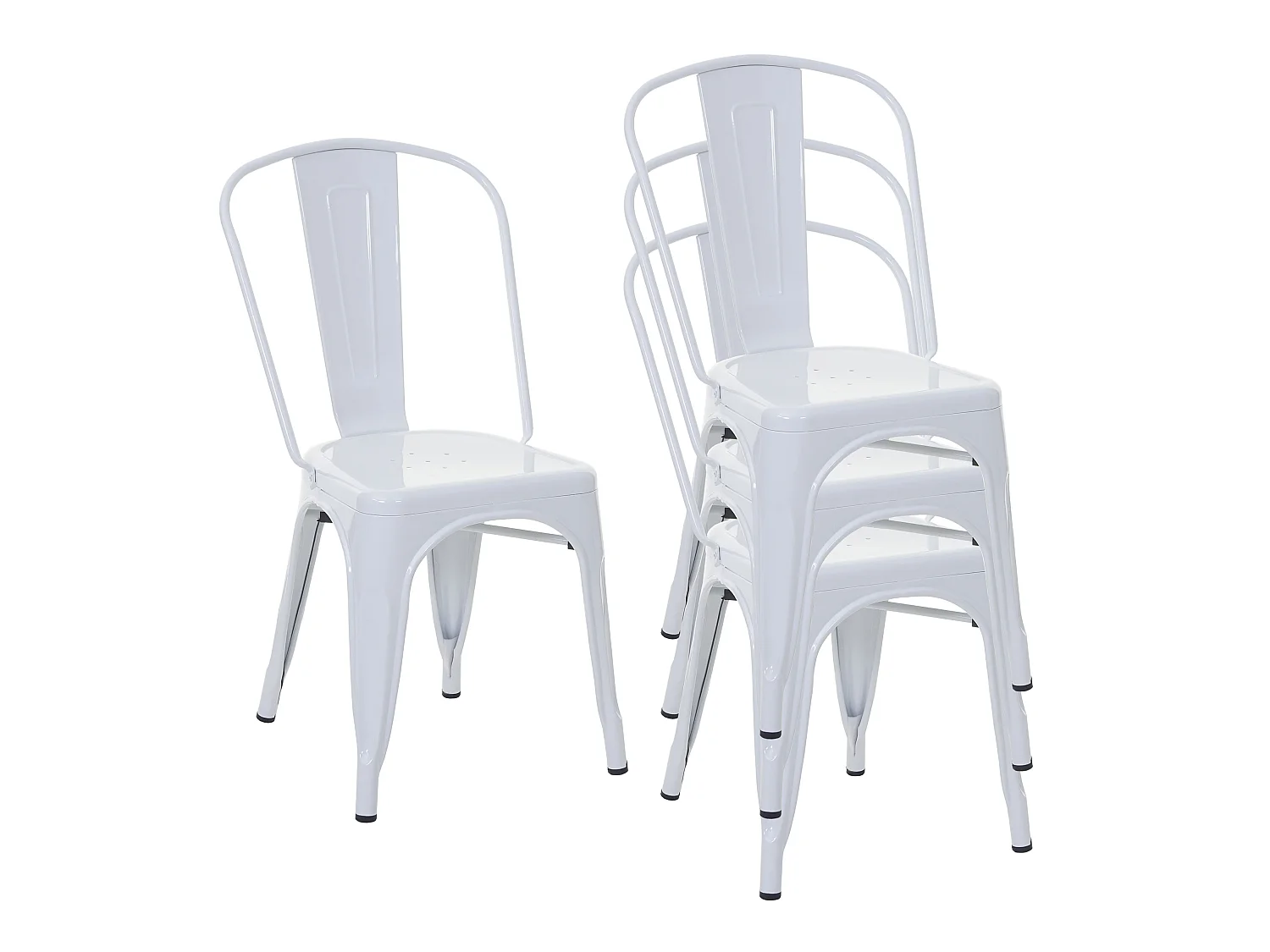Chaise MCW-A73 Métal (lot de 4),  blanc