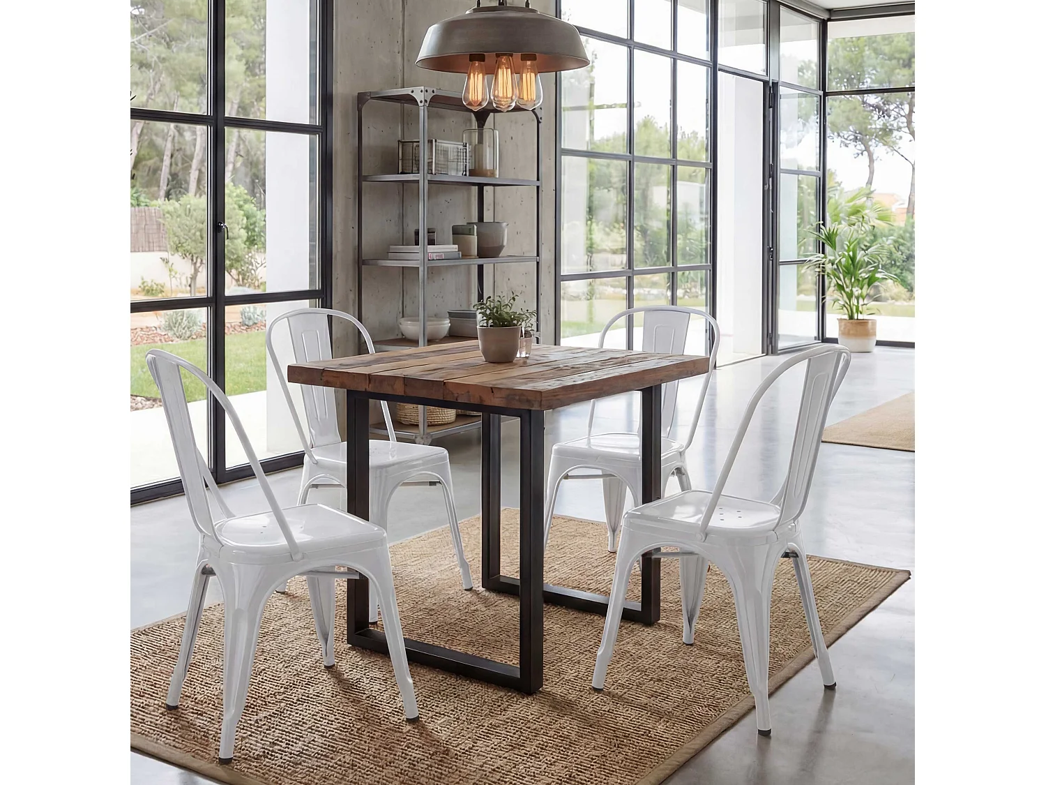 Chaise MCW-A73 Métal (lot de 4),  blanc