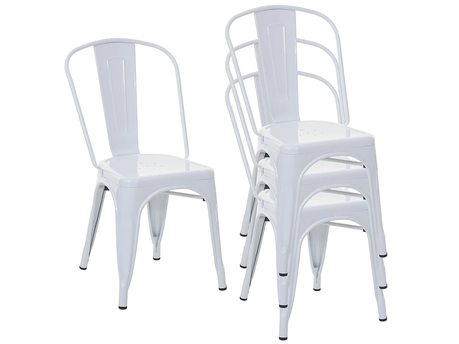 Set 4x sedie bar bistrot impilabili design industriale MCW-A73 metallo verniciato ~ bianco