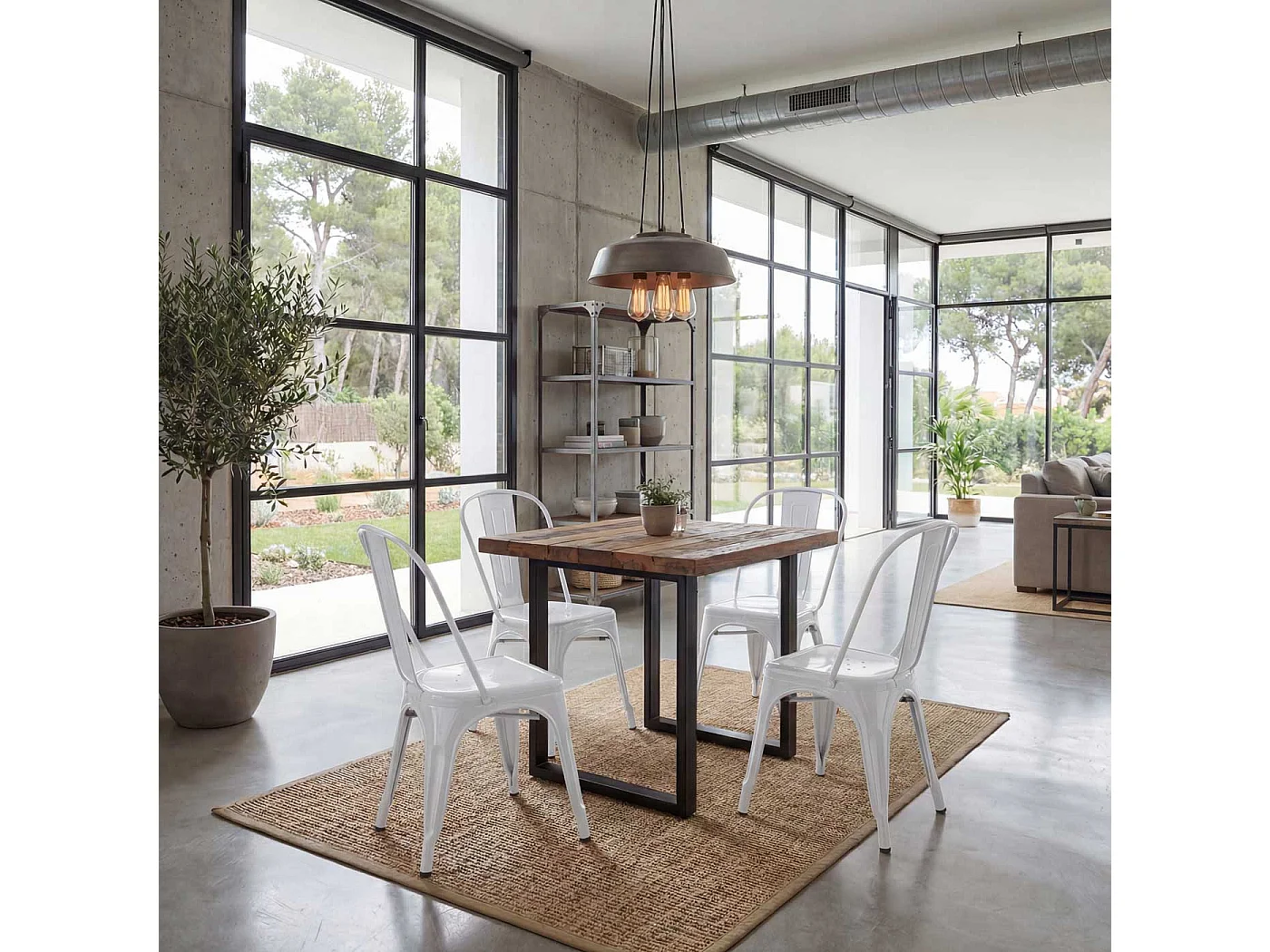 Set 4x sedie bar bistrot impilabili design industriale MCW-A73 metallo verniciato ~ bianco