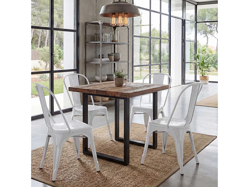 Chaise MCW-A73 Métal (lot de 4),  blanc