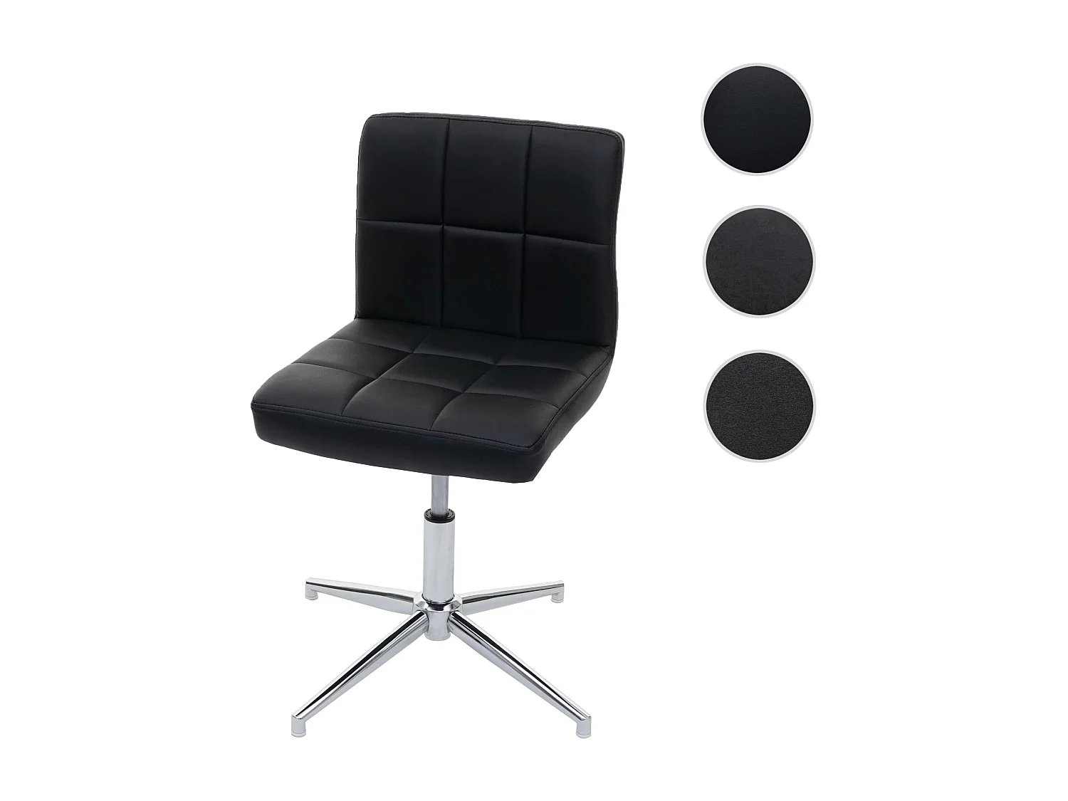 Silla de oficina Cadiz II,  polipiel negra, base cromada