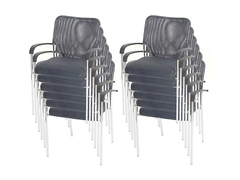 Bezoekersstoel Tucson  (set van 12),  zitting grijs, rugleuning grijs