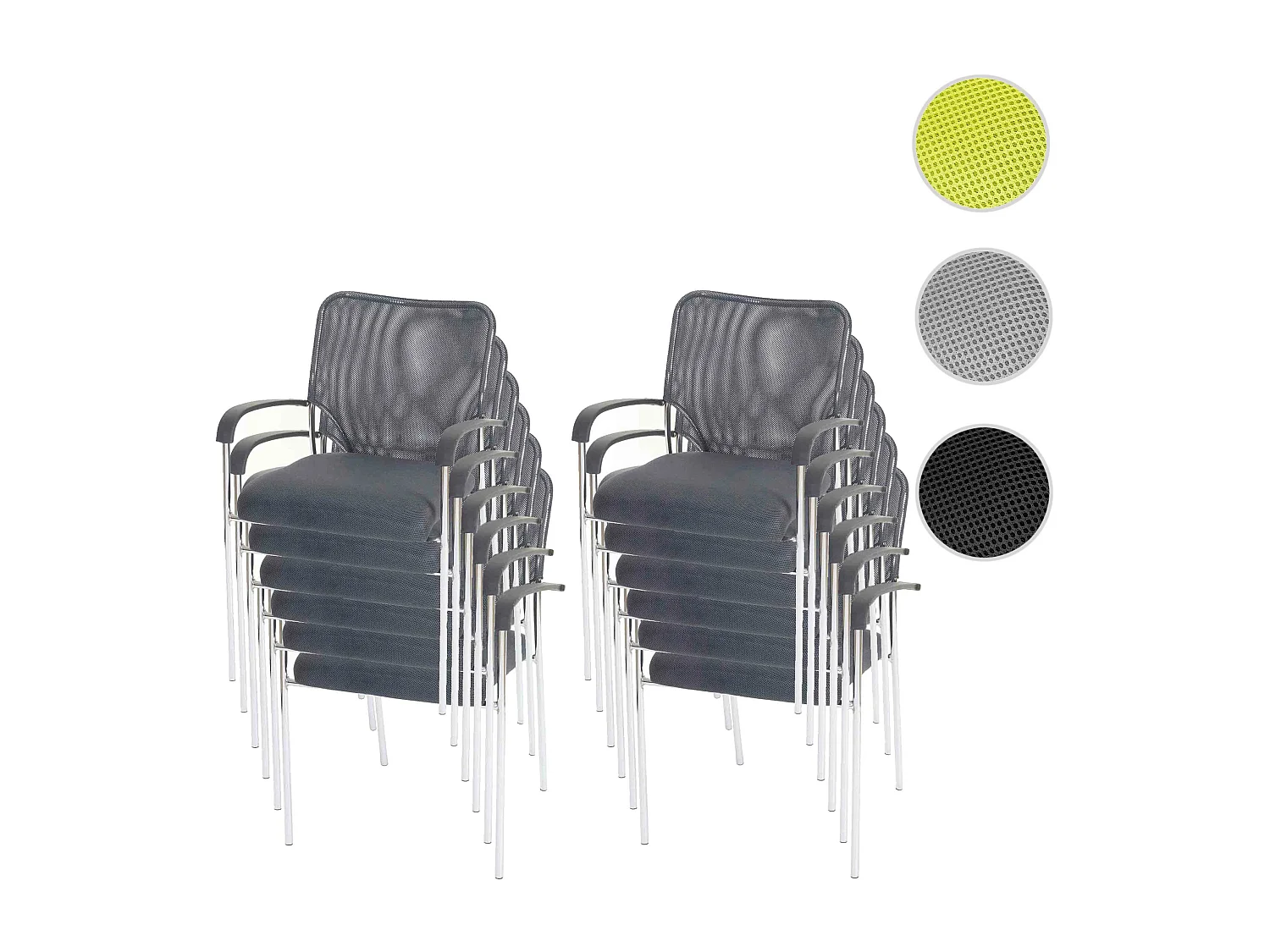 Chaise visiteur Tucson (lot de 12),  siège gris, dossier gris