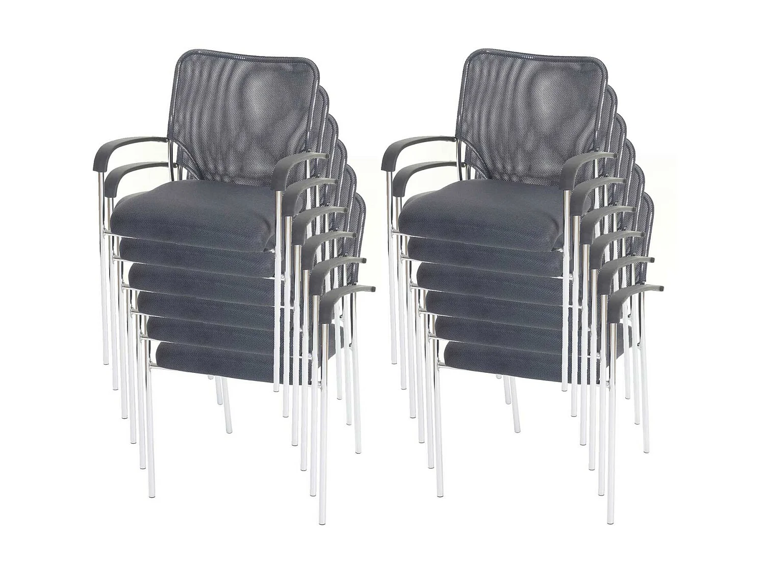 Bezoekersstoel Tucson  (set van 12),  zitting grijs, rugleuning grijs