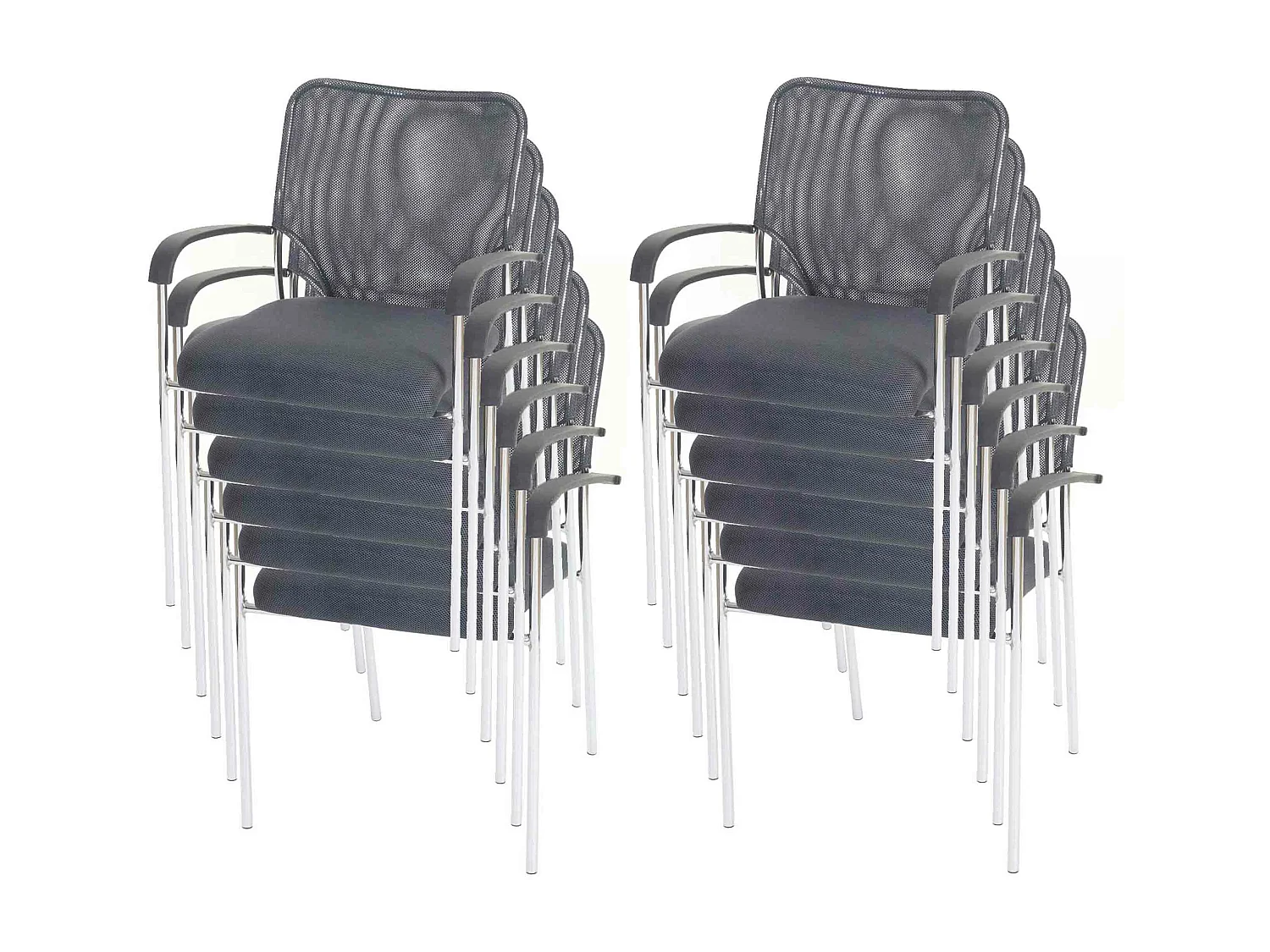 Bezoekersstoel Tucson  (set van 12),  zitting grijs, rugleuning grijs