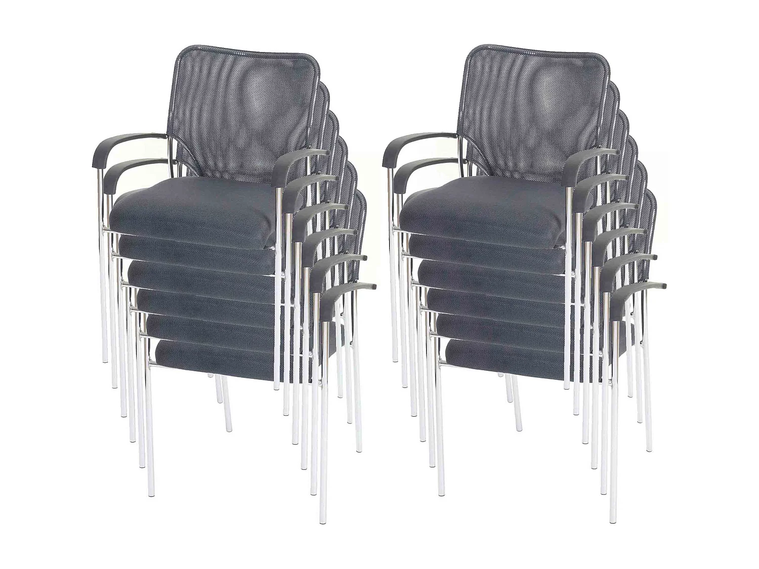 Tucson visitor chair (set of 12),  grey seat, grey backrest