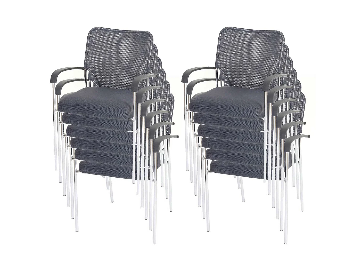 Tucson visitor chair (set of 12),  grey seat, grey backrest