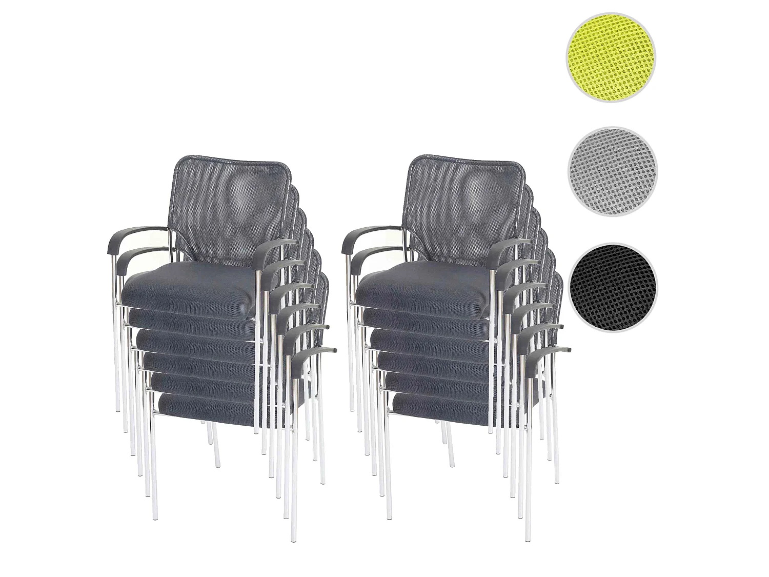 Tucson visitor chair (set of 12),  grey seat, grey backrest