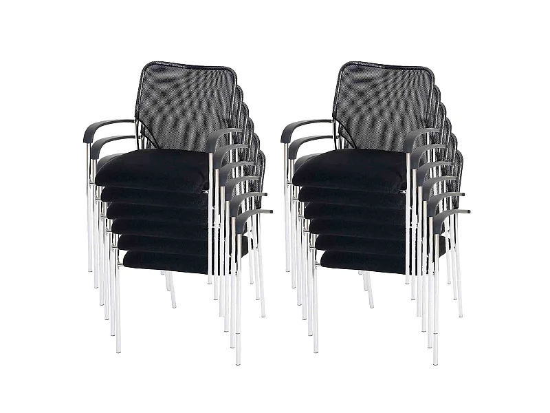 Bezoekersstoel Tucson  (set van 12),  zitting zwart, rugleuning zwart