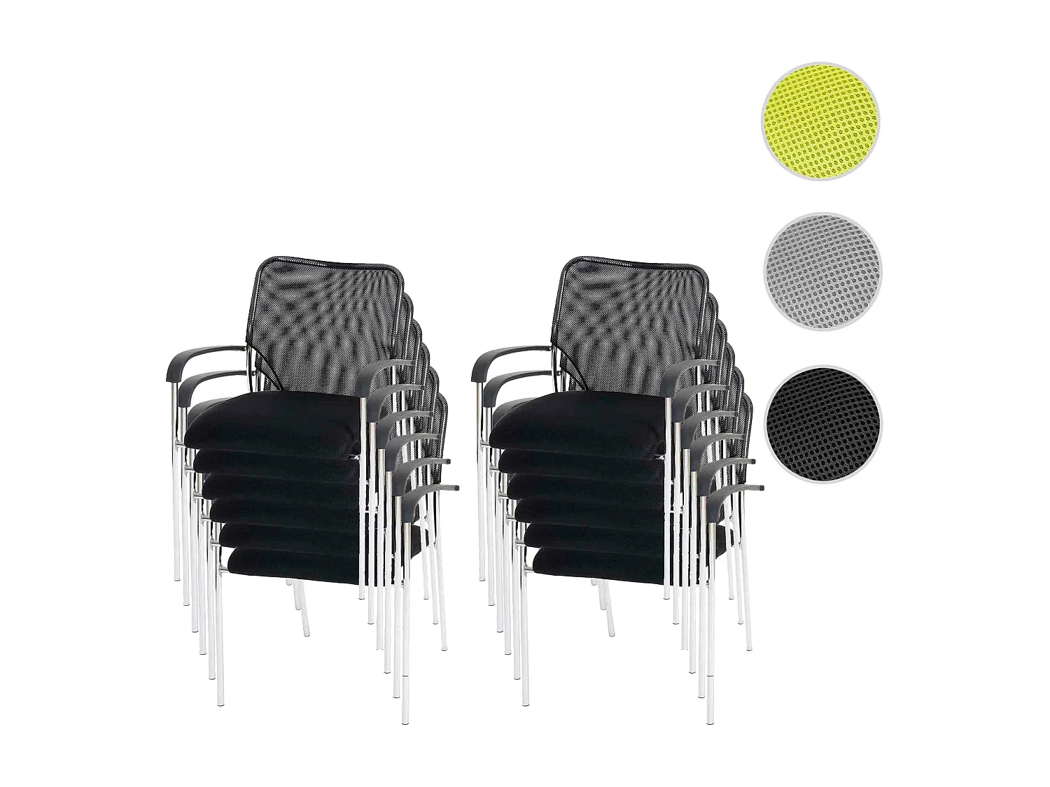 Bezoekersstoel Tucson  (set van 12),  zitting zwart, rugleuning zwart