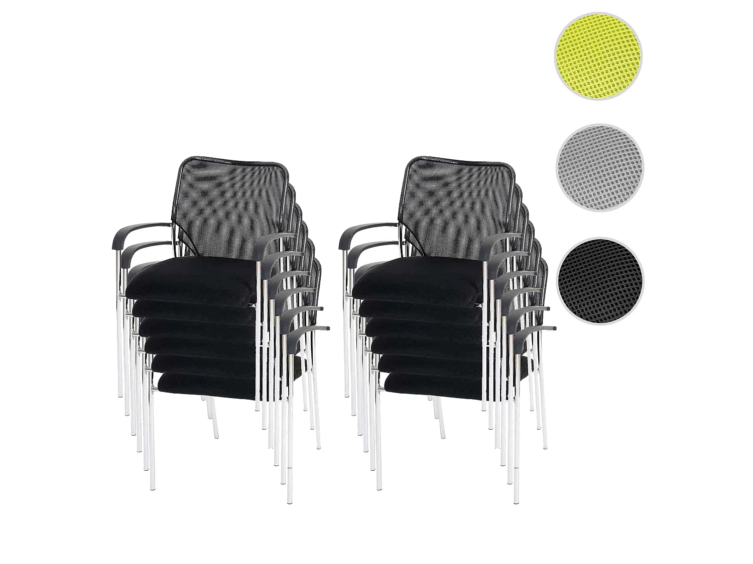 Chaise visiteur Tucson (lot de 12),  siège noir, dossier noir