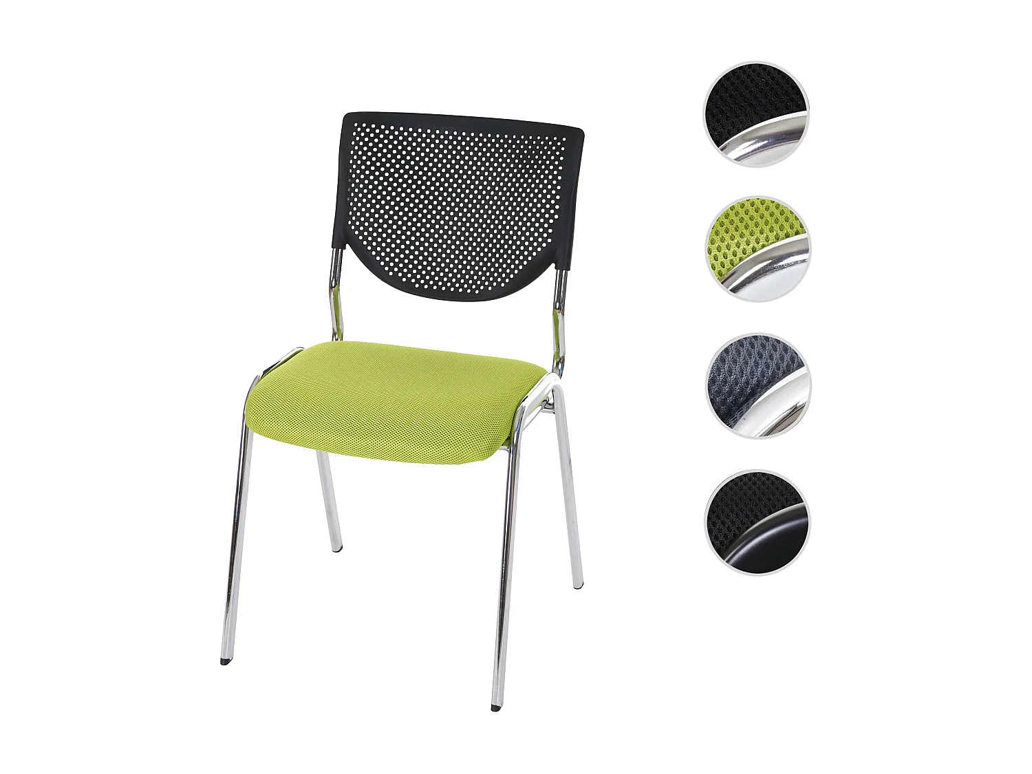 Chaise visiteur H401 Empilable,  siège vert, pieds chromés