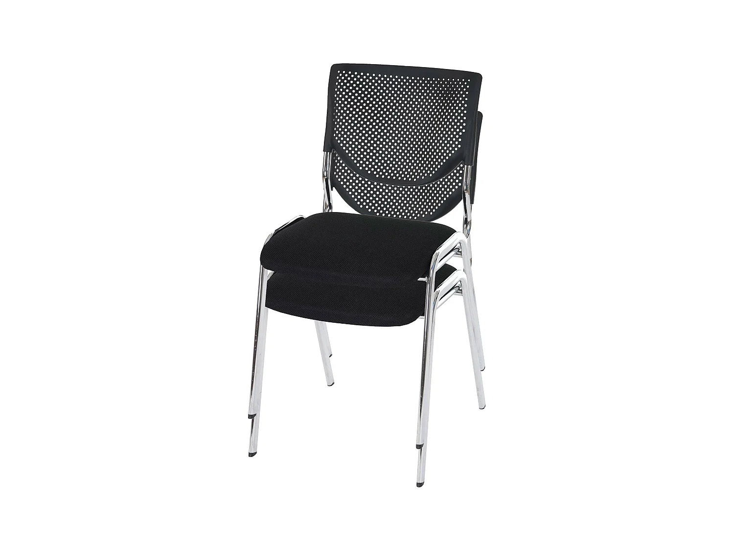Chaise visiteur H401 Empilable (lot de 2),  siège noir, pieds chromés