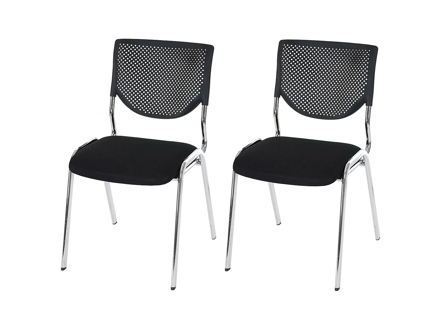 Besucherstuhl H401 Stapelbar (2er-Set), Sitz schwarz, Füße chrom