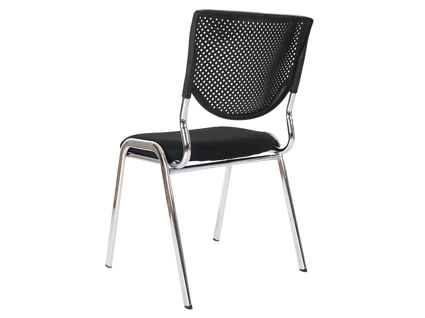 Bezoekersstoel H401 stapelbaar (set van 2),  zitting zwart, poten chroom