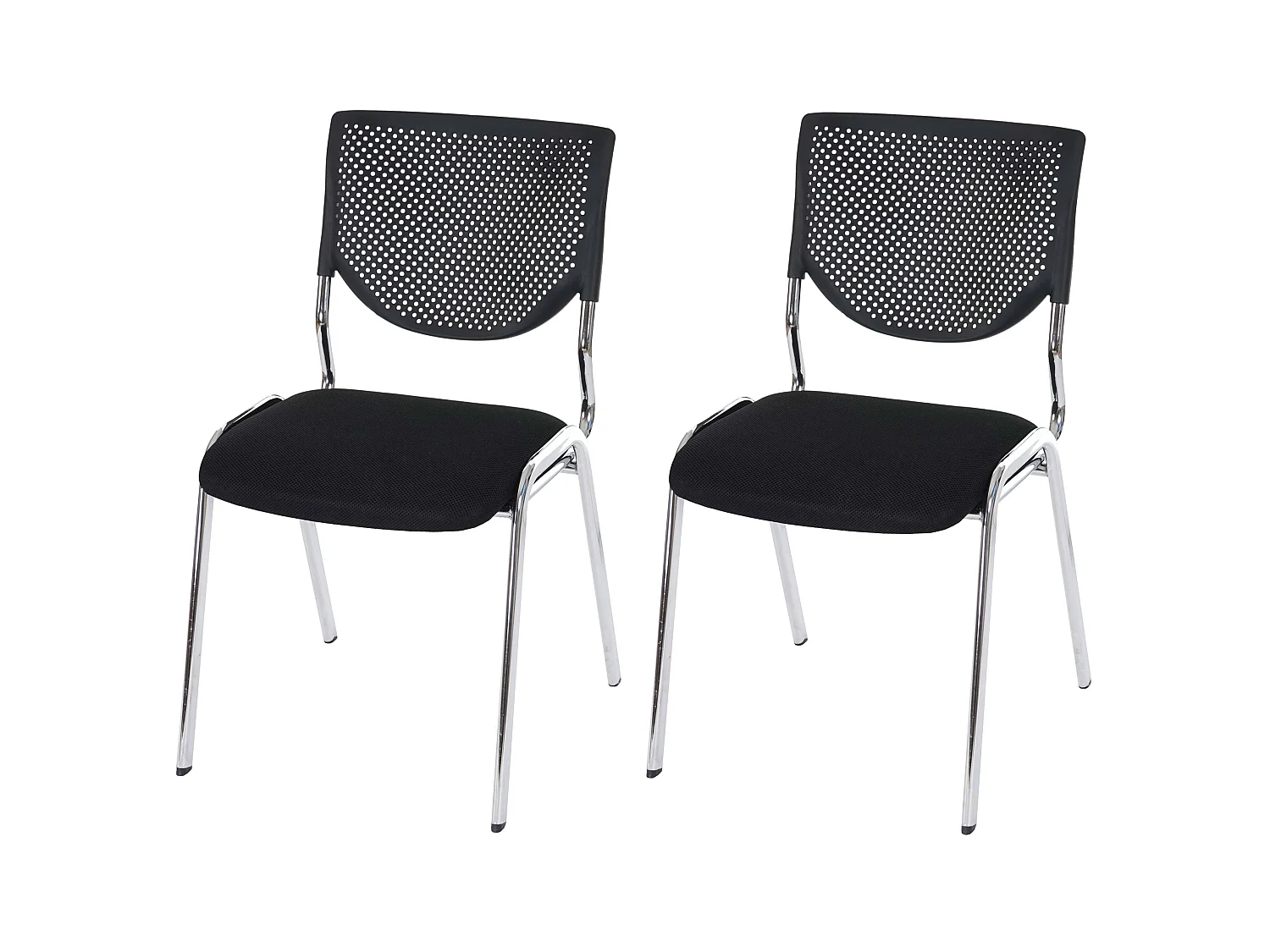 H401 Visitor Chair, Stackable (set of 2),  black seat, chrome legs