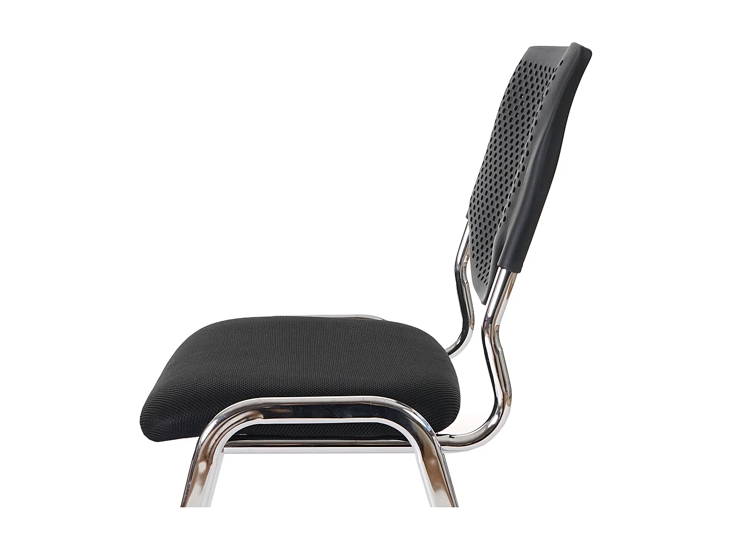 H401 Visitor Chair, Stackable (set of 2),  black seat, chrome legs
