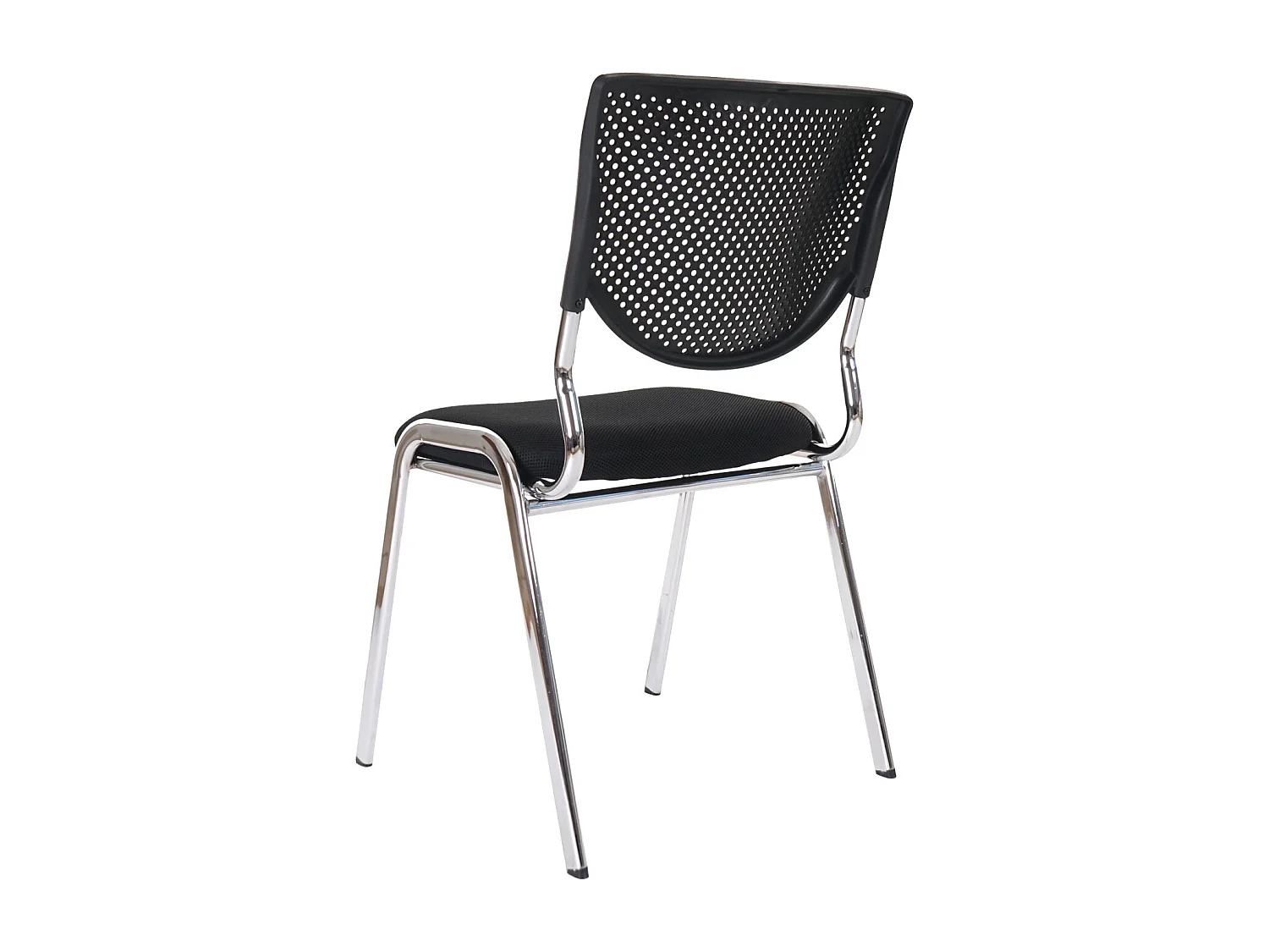 H401 Visitor Chair, Stackable (set of 2),  black seat, chrome legs