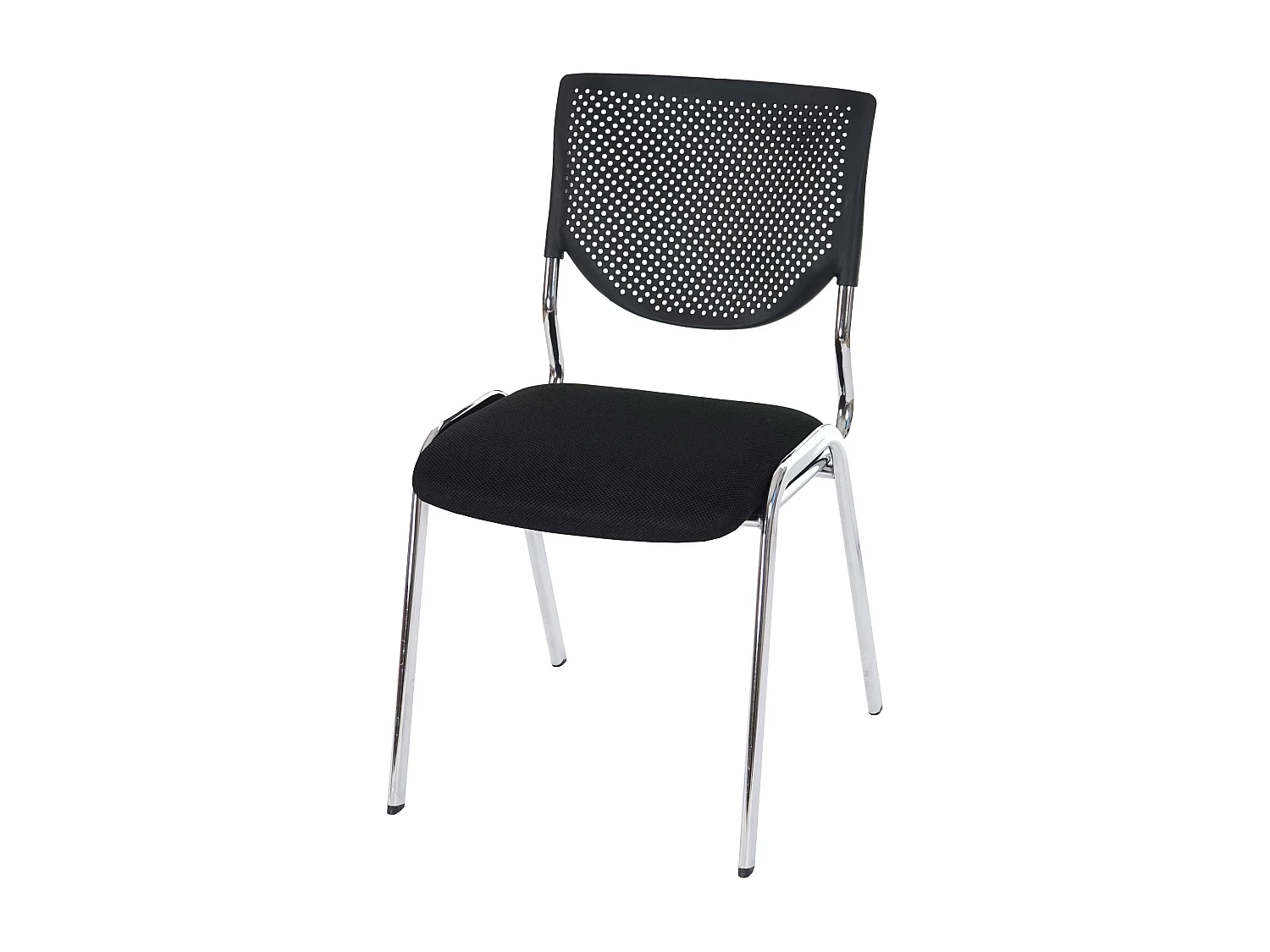 H401 Visitor Chair, Stackable (set of 2),  black seat, chrome legs