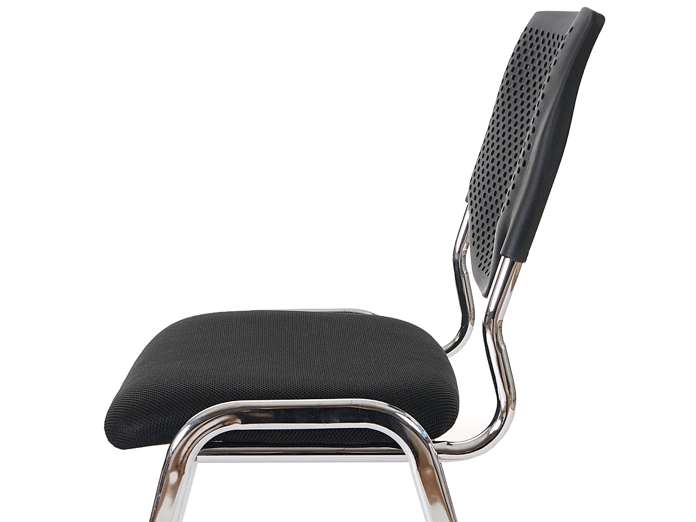 Besucherstuhl H401 Stapelbar, Sitz schwarz, Füße chrom