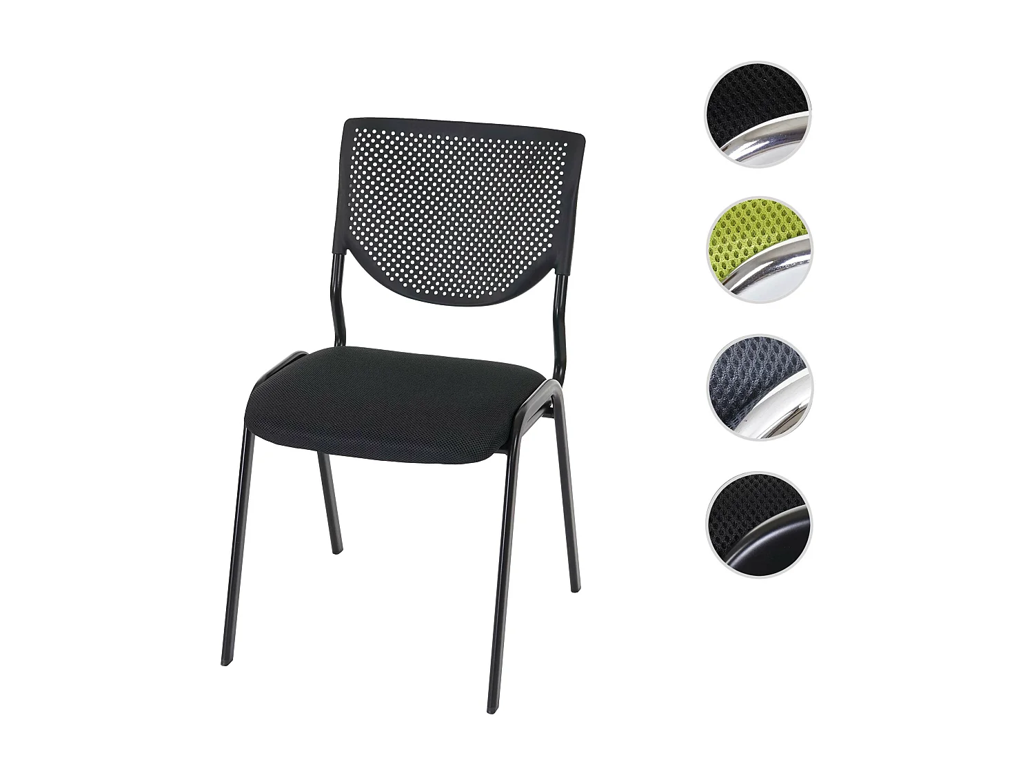 Besucherstuhl H401 Stapelbar, Sitz schwarz, Füße chrom