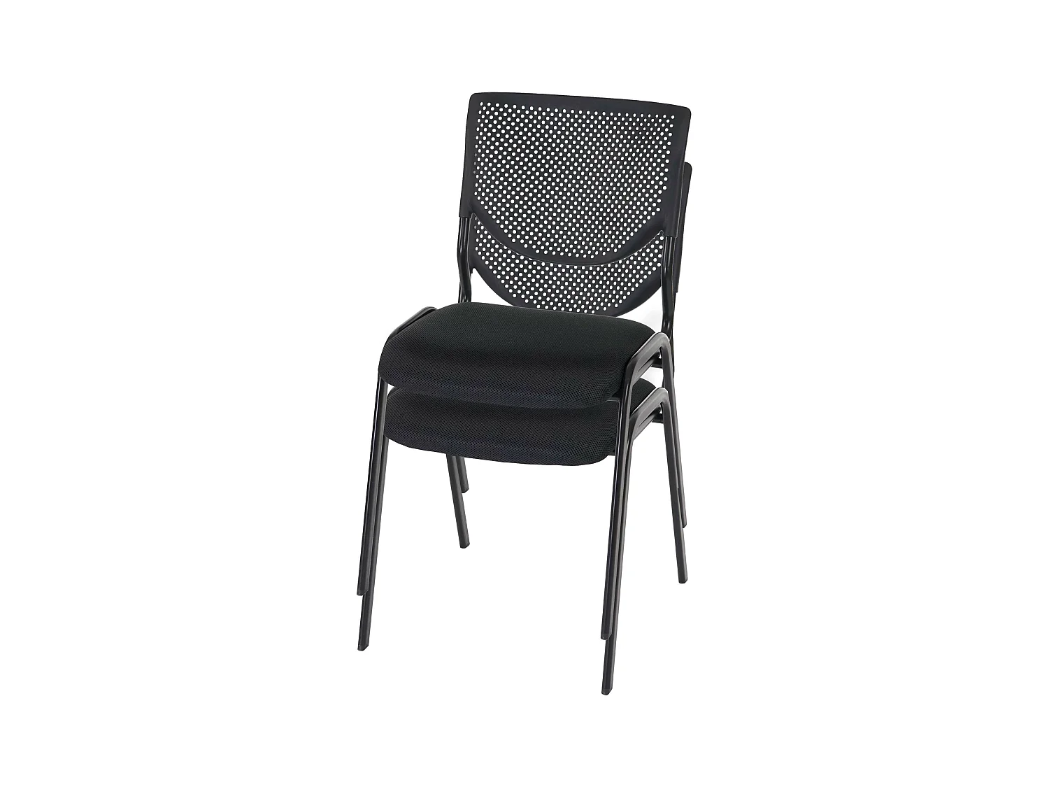 Chaise visiteur H401 Empilable (lot de 2),  siège noir, pieds noirs