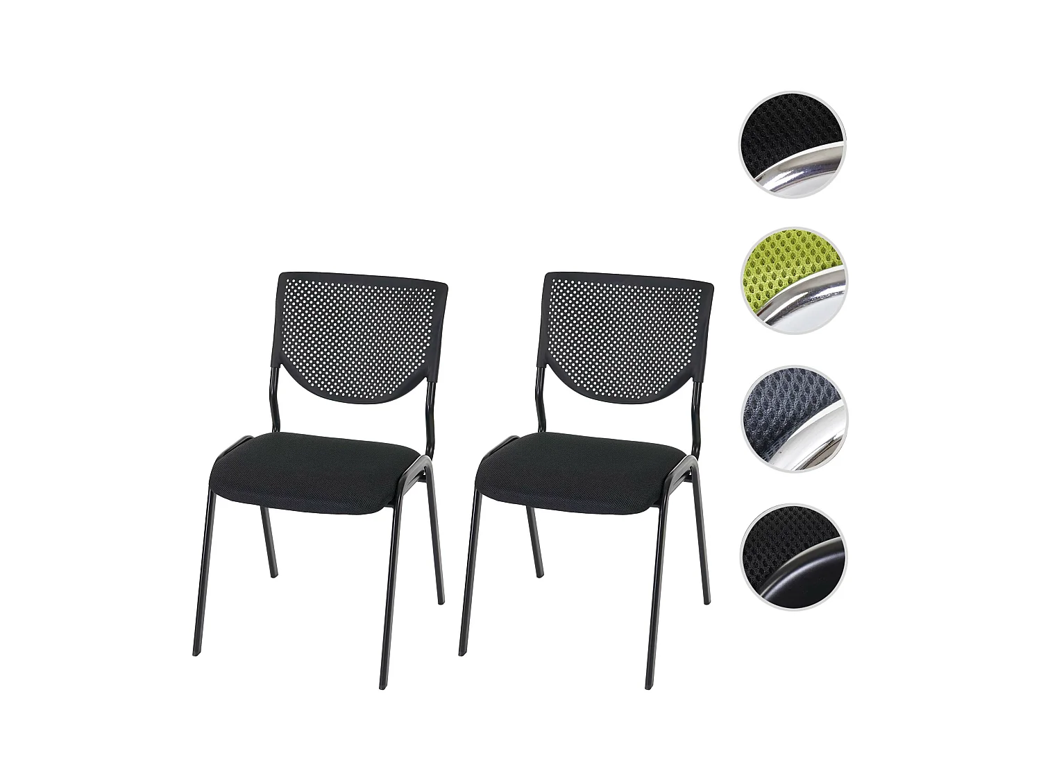 Besucherstuhl H401 Stapelbar (2er-Set), Sitz schwarz, Füße schwarz