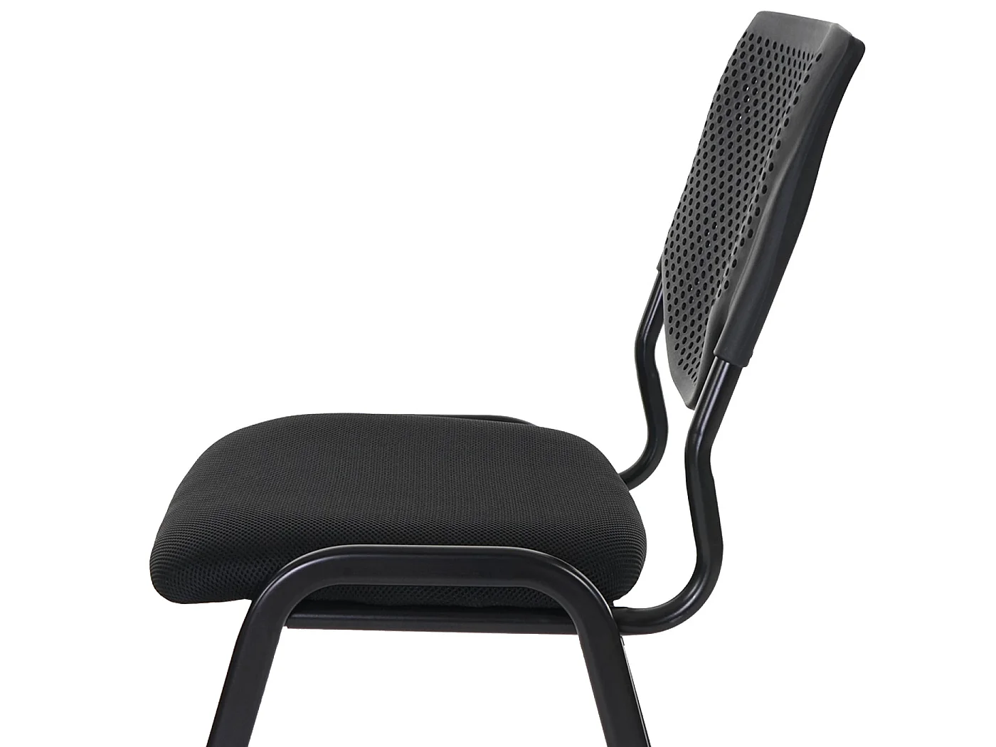 Bezoekersstoel H401 stapelbaar (set van 2),  zitting zwart, poten zwart