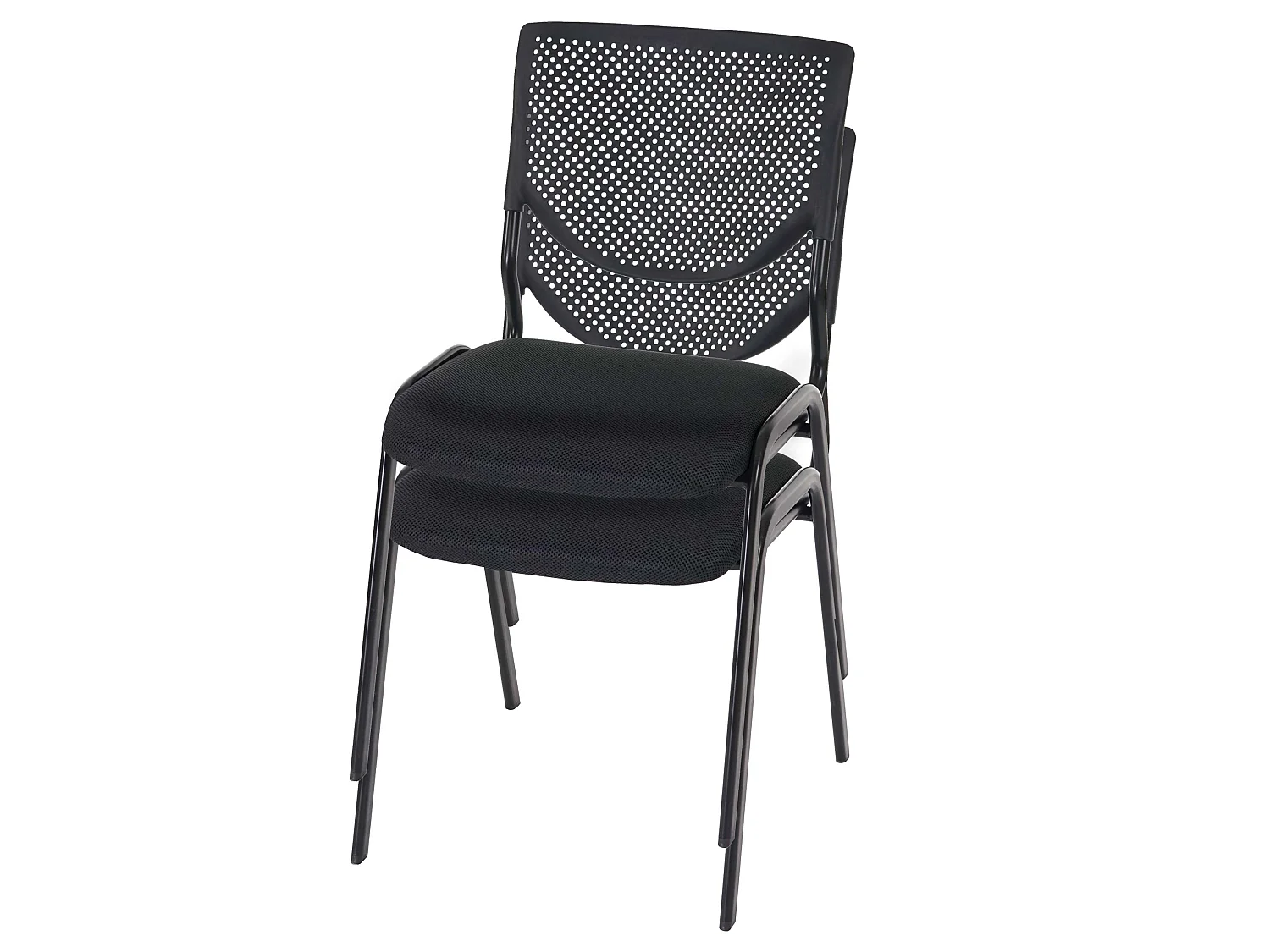 H401 Visitor Chair, Stackable (set of 2),  black seat, black legs