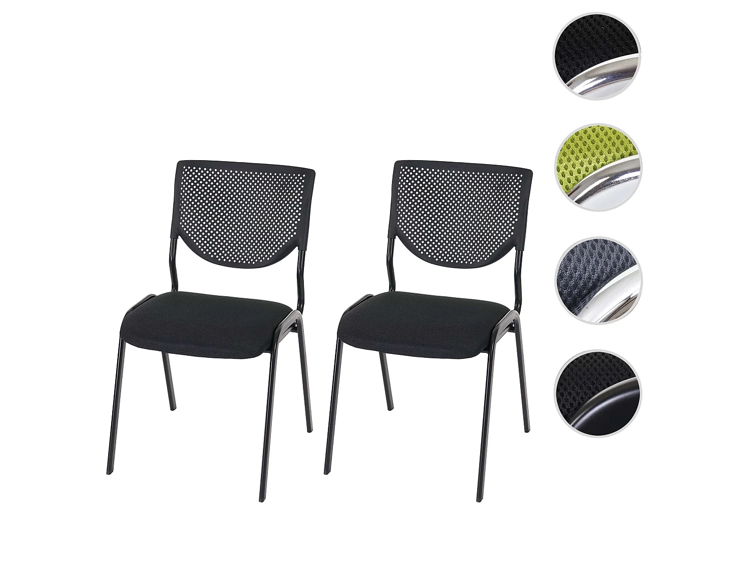 H401 Visitor Chair, Stackable (set of 2),  black seat, black legs