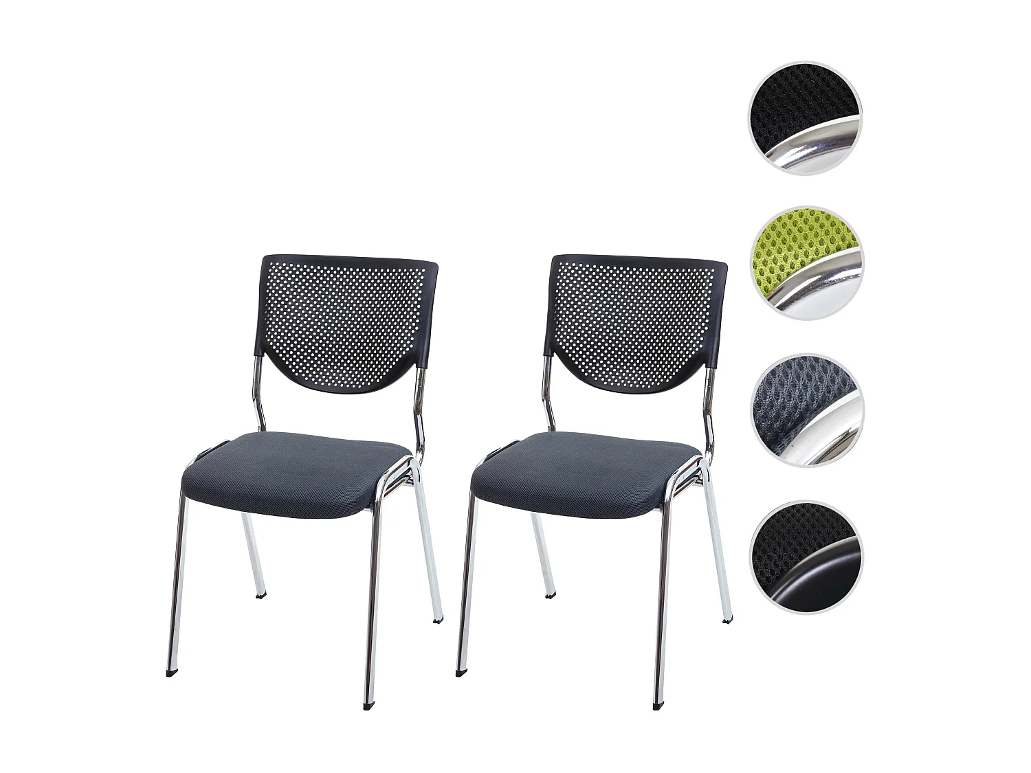 Cadeira para visitantes H401 Empilhável (conjunto de 2),  assento cinzento escuro, pés cromados