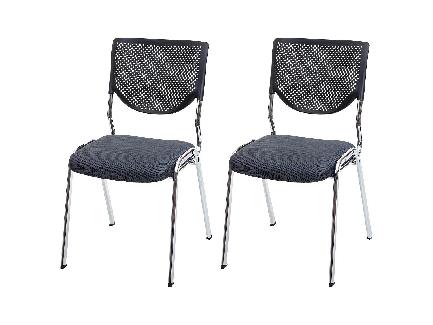 Silla de visita H401 Apilable (juego de 2),  asiento gris oscuro, patas cromadas