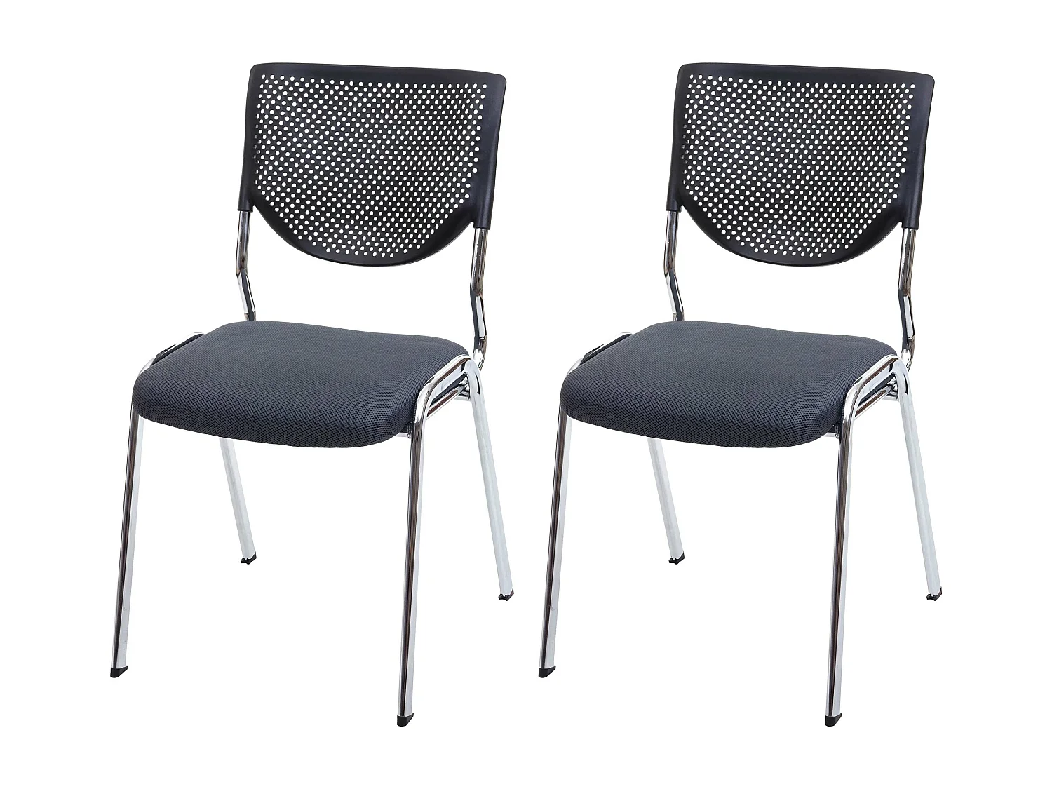 Bezoekersstoel H401 stapelbaar (set van 2),  zitting donkergrijs, chromen poten