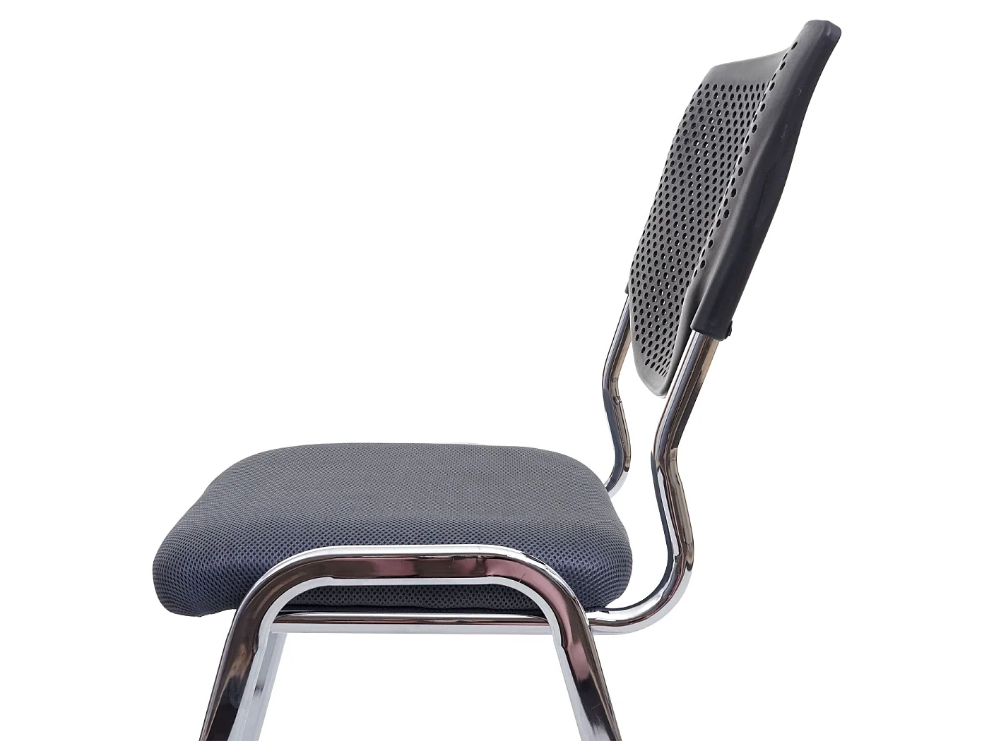 Bezoekersstoel H401 stapelbaar (set van 2),  zitting donkergrijs, chromen poten