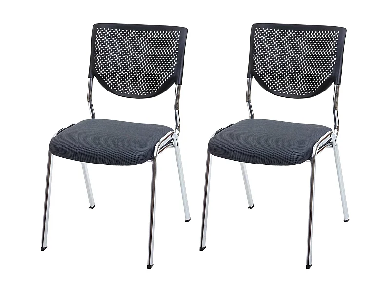 Chaise visiteur H401 Empilable (lot de 2),  siège gris foncé, pieds chromés