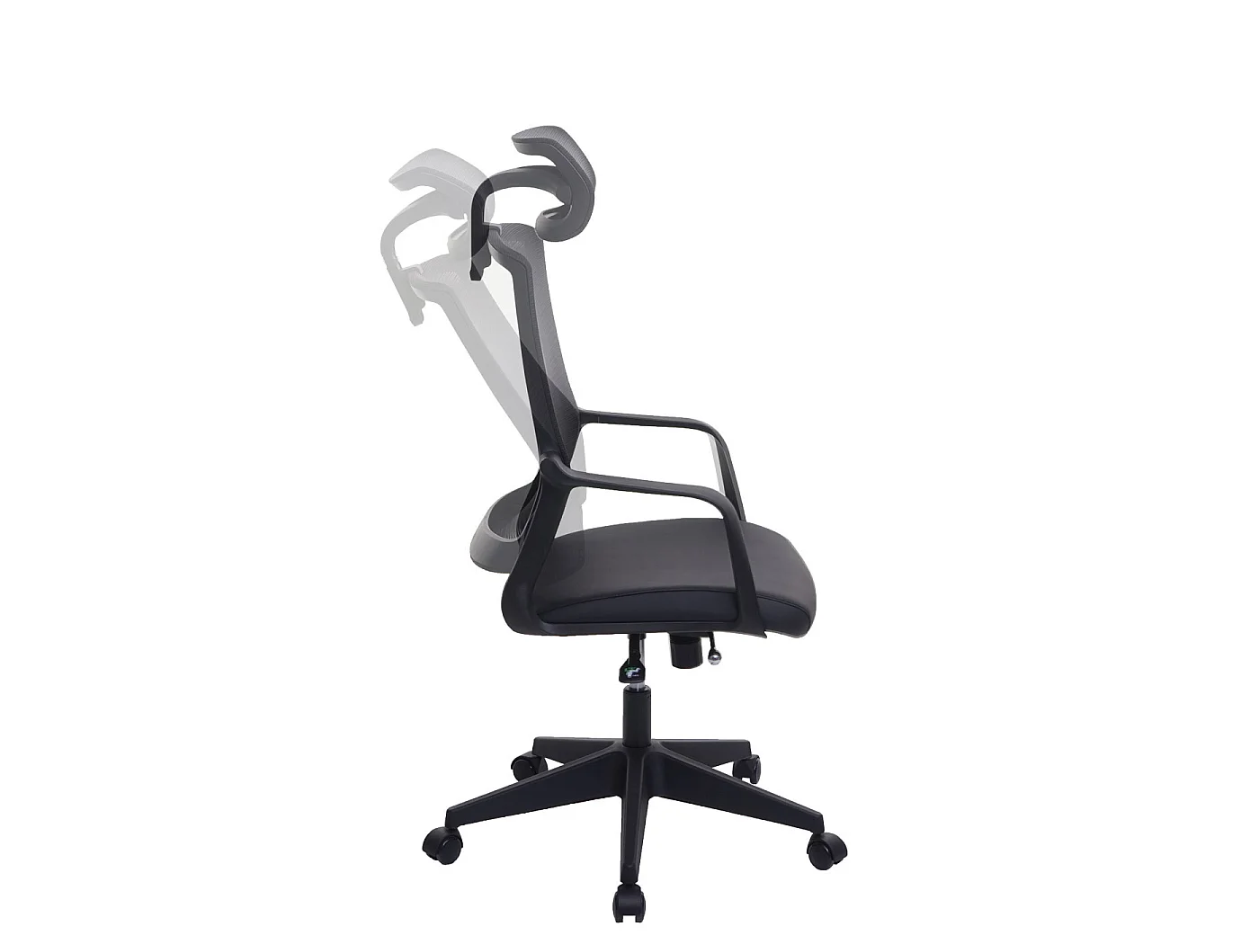 Poltrona sedia ufficio regolabile MCW-J52 ergonomica design moderno ecopelle tessuto nero