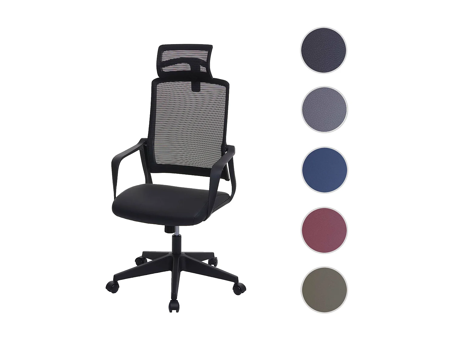 Poltrona sedia ufficio regolabile MCW-J52 ergonomica design moderno ecopelle tessuto nero