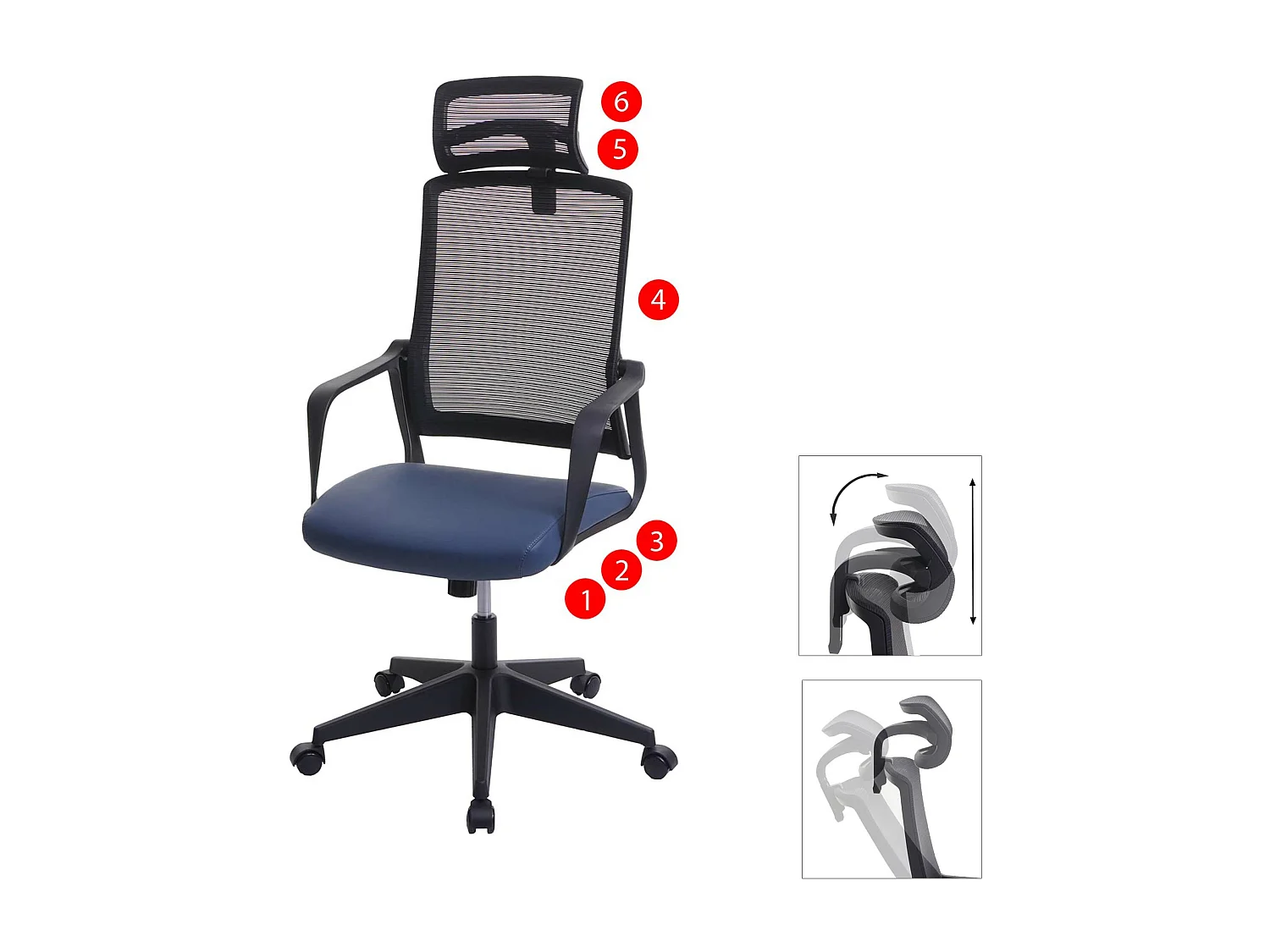 Krzesło biurowe MCW-J52,  Niebiesko-szary