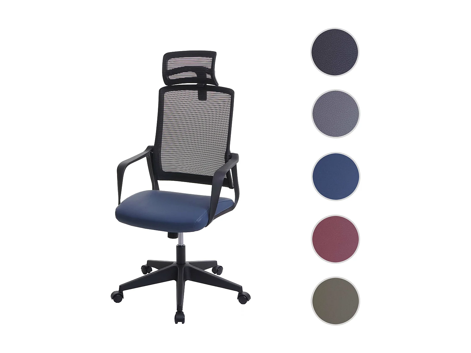 Krzesło biurowe MCW-J52,  Niebiesko-szary