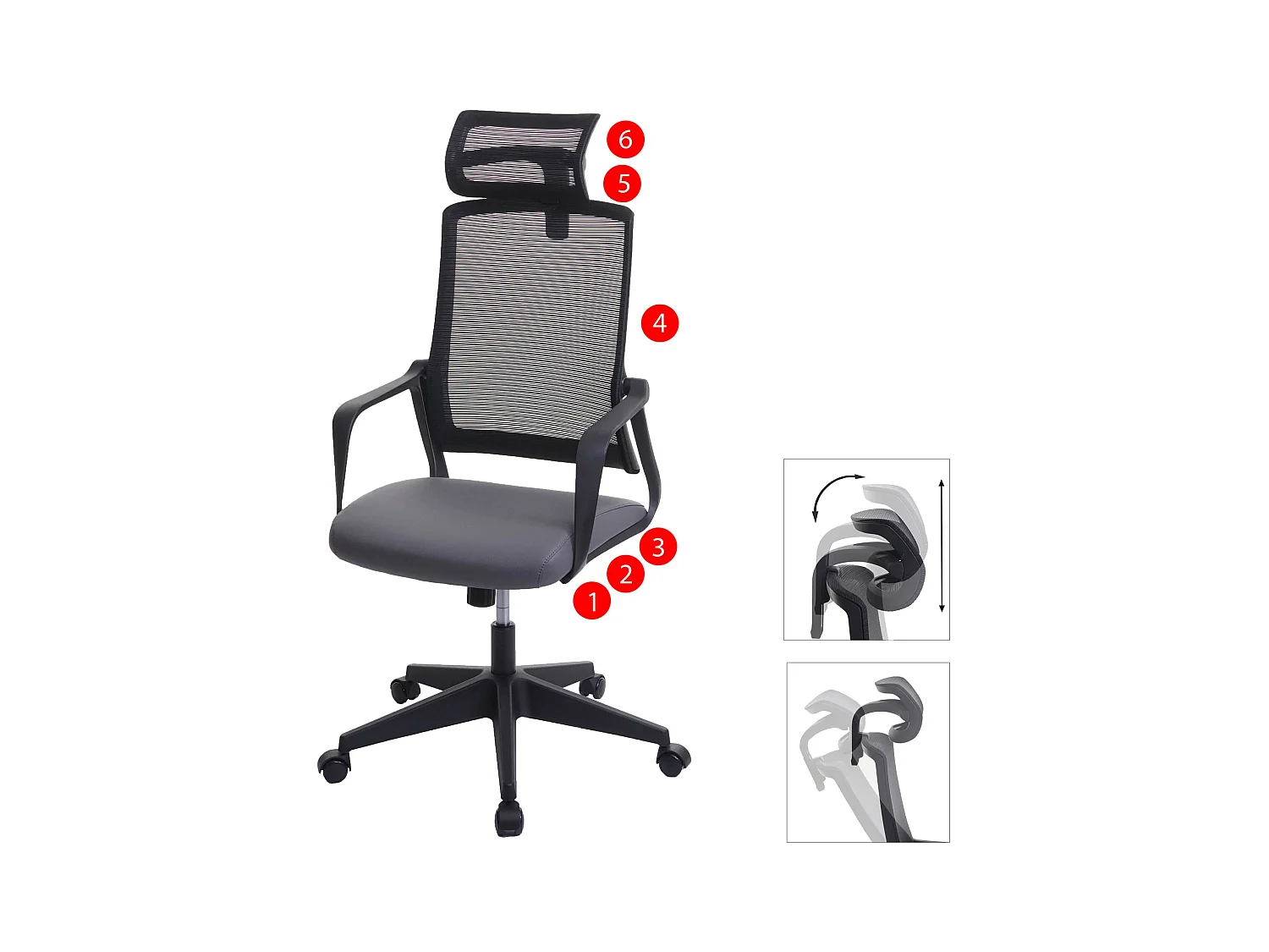 Chaise de bureau MCW-J52,  gris