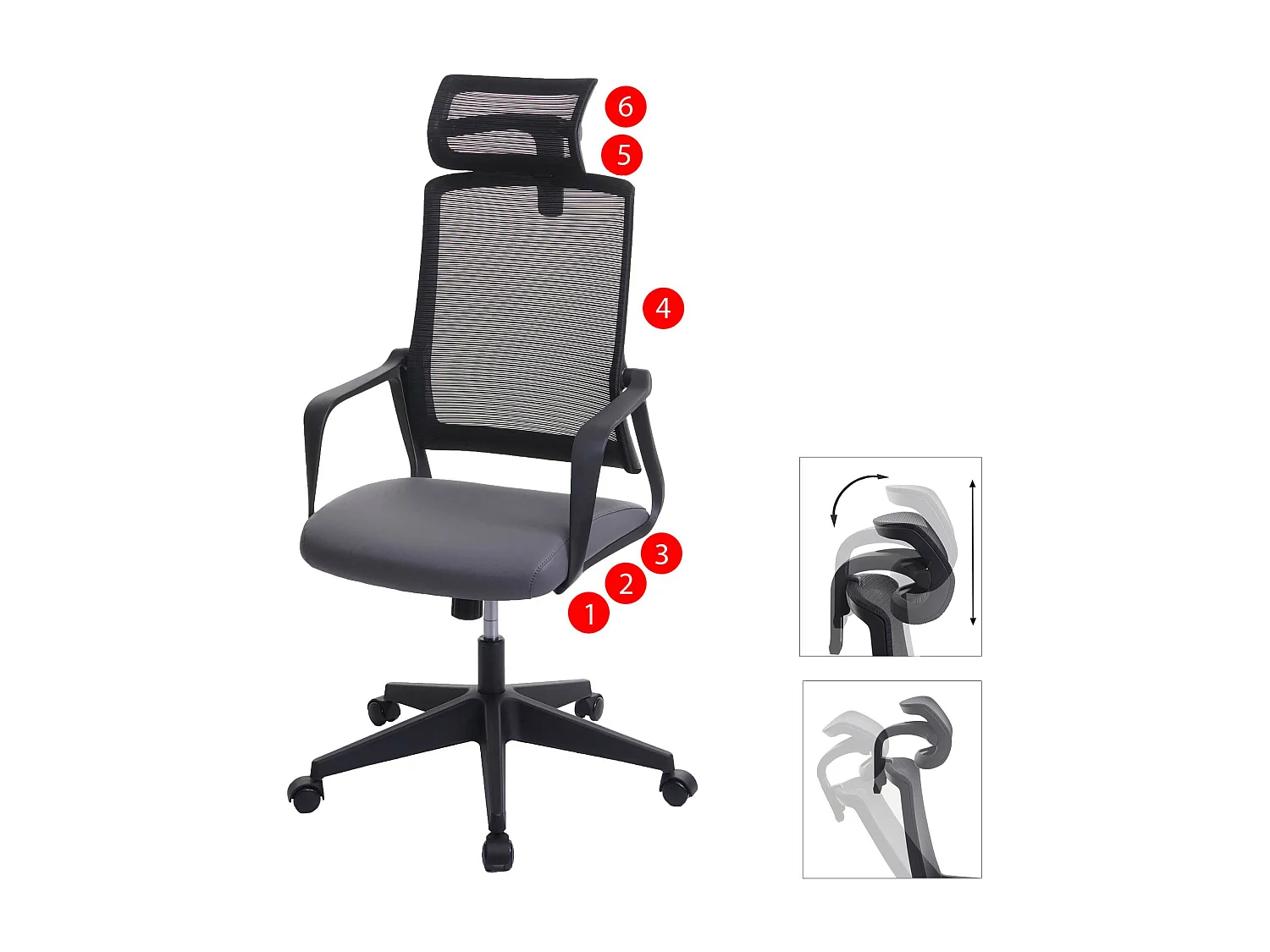 Chaise de bureau MCW-J52,  gris