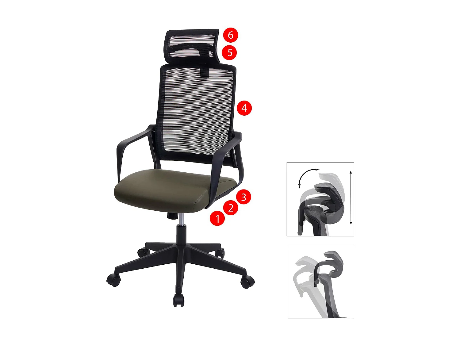 Krzesło biurowe MCW-J52,  oliwkowy zielony