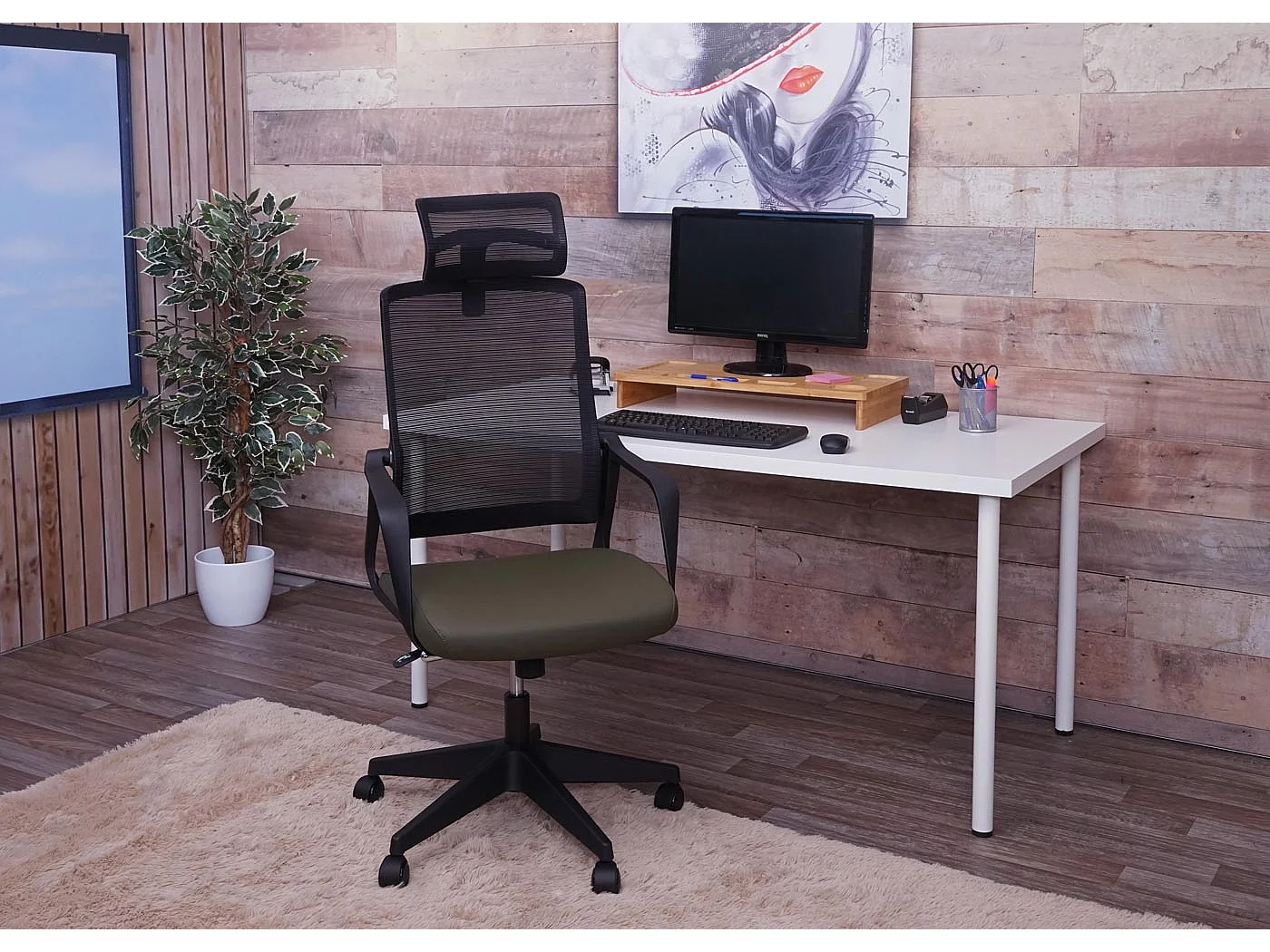 Chaise de bureau MCW-J52,  vert-olive